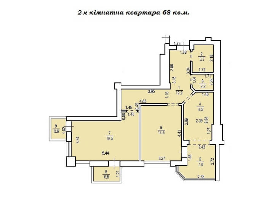 Планировка 2-комнатной квартиры в КД Люксембург 68 м², фото 235506 Планировка 2-комнатной квартиры в КД Люксембург 68 м², фото 235506