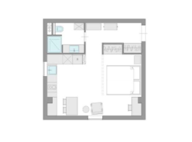 ЖК Ясний: планування 1-кімнатної квартири 32.3 м²