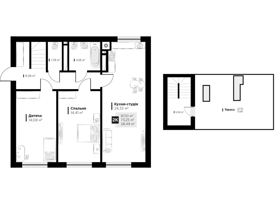 Планування 2-кімнатної квартири в ЖК ARTHOUSE park 87.1 м², фото 235688 Планування 2-кімнатної квартири в ЖК ARTHOUSE park 87.1 м², фото 235688