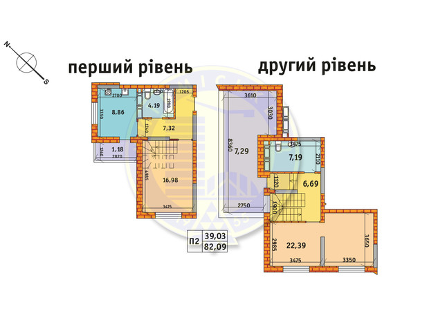 ЖК Обериг-2: планировка 2-комнатной квартиры 82.09 м²