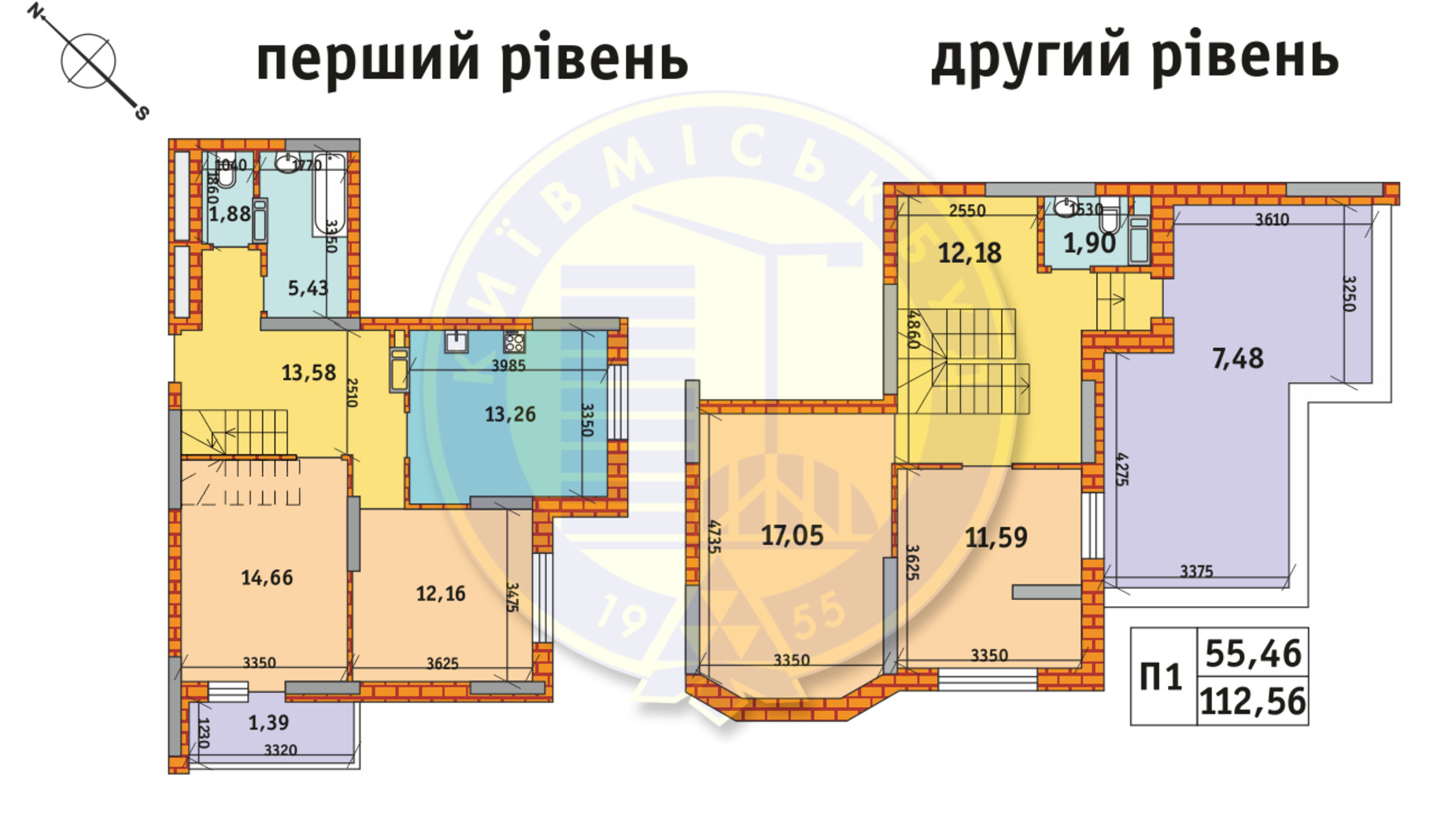 Планування багато­рівневої квартири в ЖК Оберіг-2 112.56 м², фото 235843