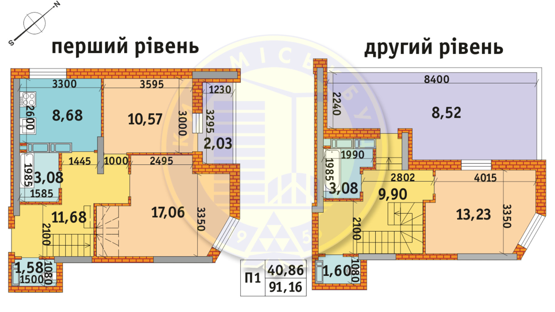 Планировка много­уровневой квартиры в ЖК Обериг-2 91.16 м², фото 235844