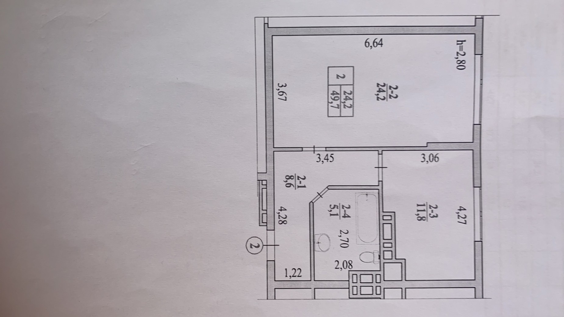 Планировка 1-комнатной квартиры в ЖК Garant City 49.7 м², фото 236071