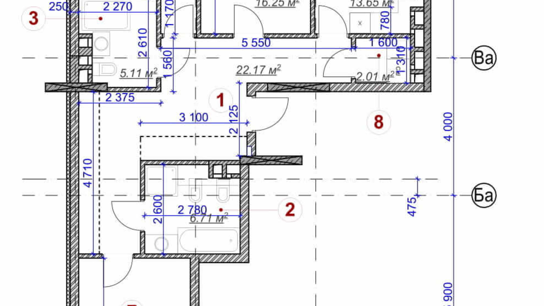 Планировка 3-комнатной квартиры в ЖК Ярославов Град 101.2 м², фото 236270