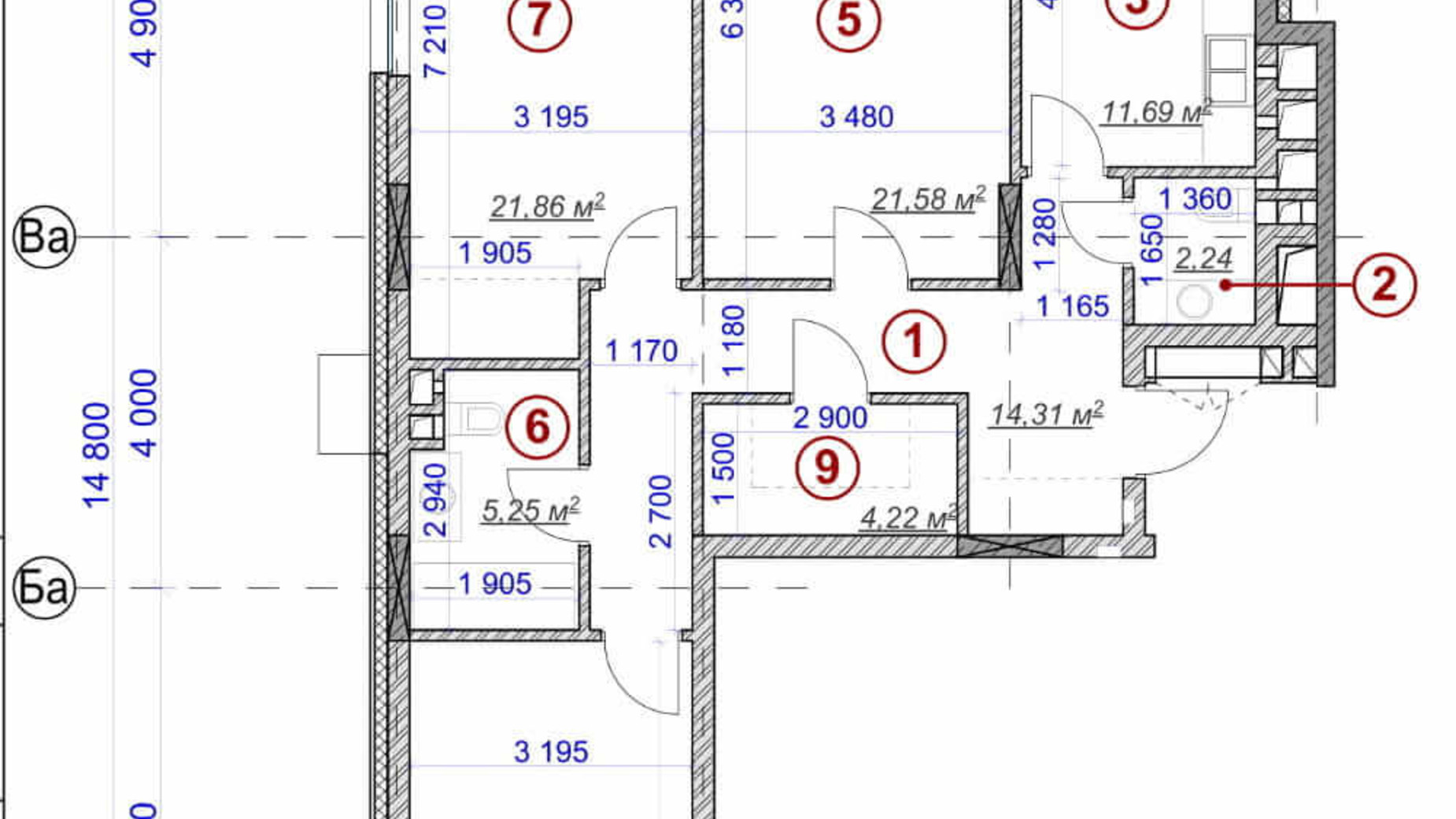 Планування 3-кімнатної квартири в ЖК Ярославів Град 104.51 м², фото 236275