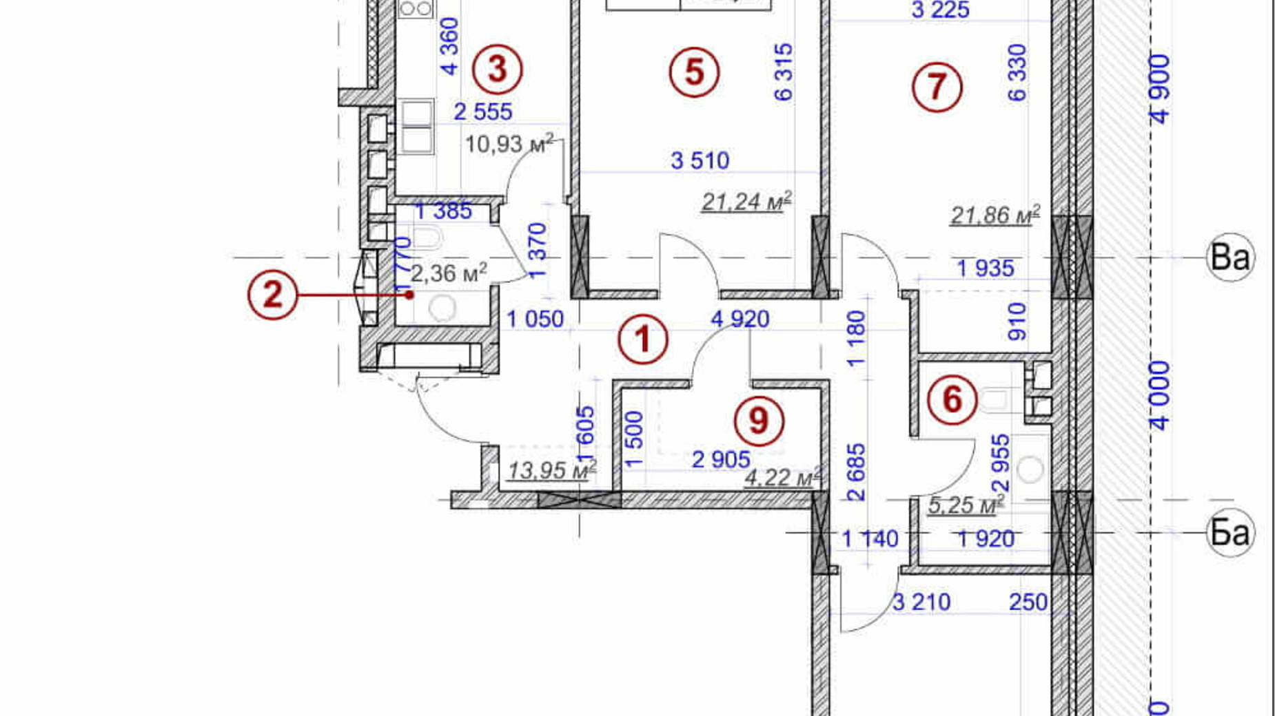 Планировка 3-комнатной квартиры в ЖК Ярославов Град 102.21 м², фото 236280