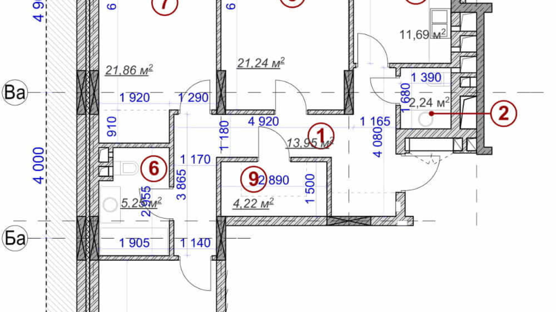 Планировка 3-комнатной квартиры в ЖК Ярославов Град 103.62 м², фото 236281