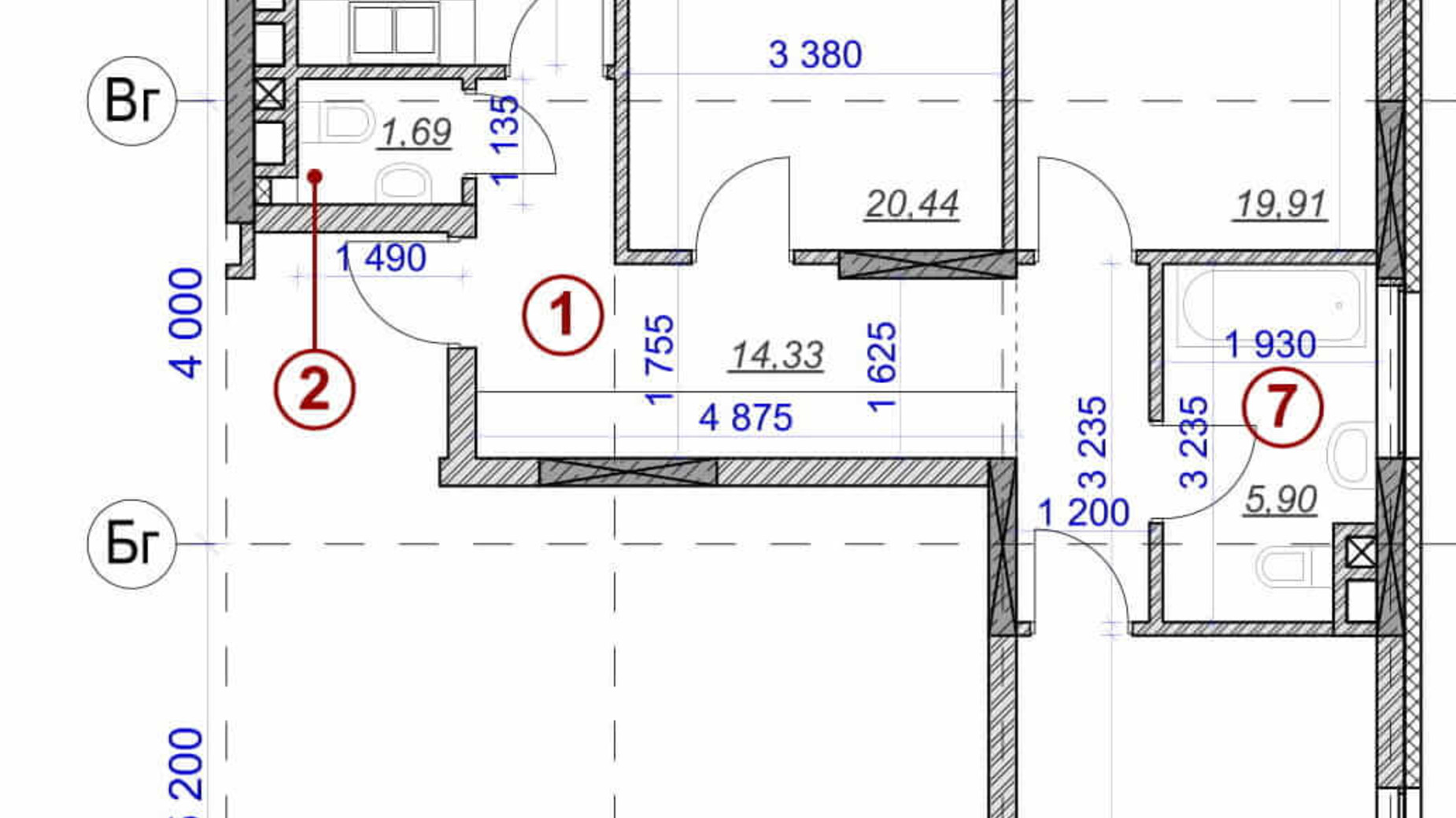 Планировка 3-комнатной квартиры в ЖК Ярославов Град 94.35 м², фото 236392