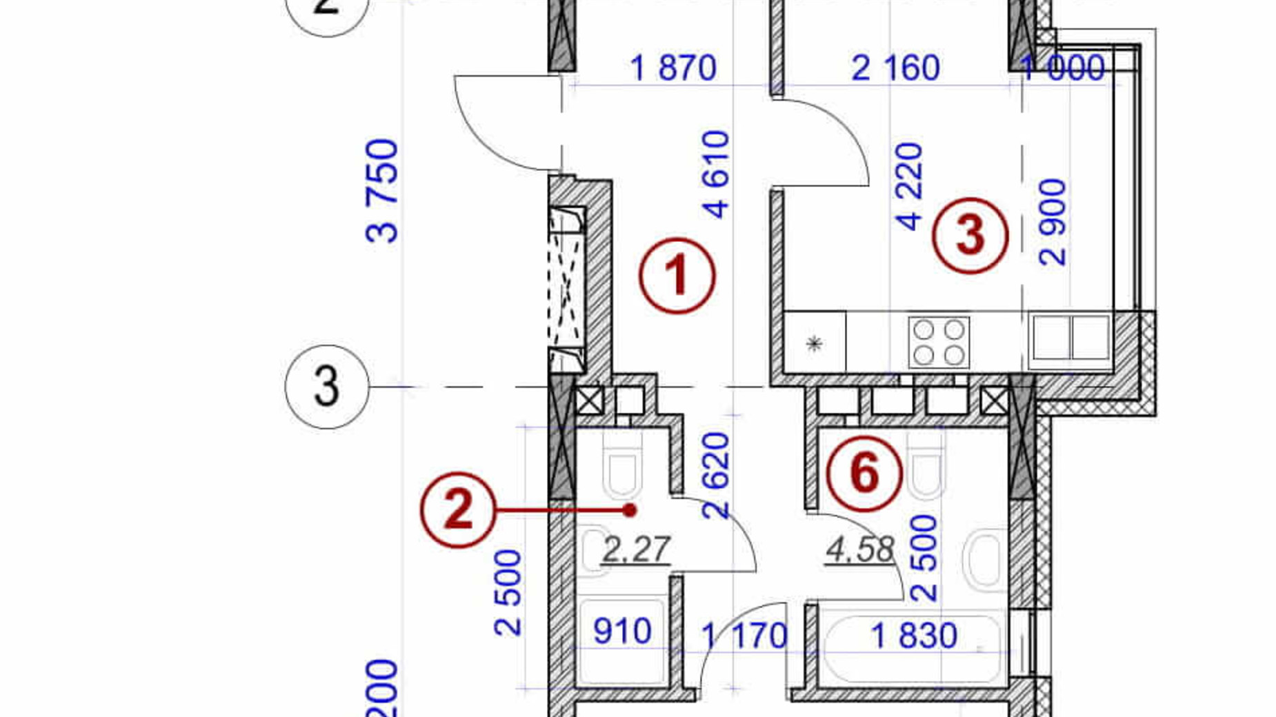 Планировка 2-комнатной квартиры в ЖК Ярославов Град 70.29 м², фото 236394