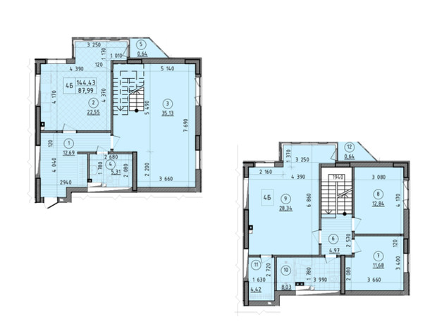 ЖК Зеніт: планування 4-кімнатної квартири 144.43 м²