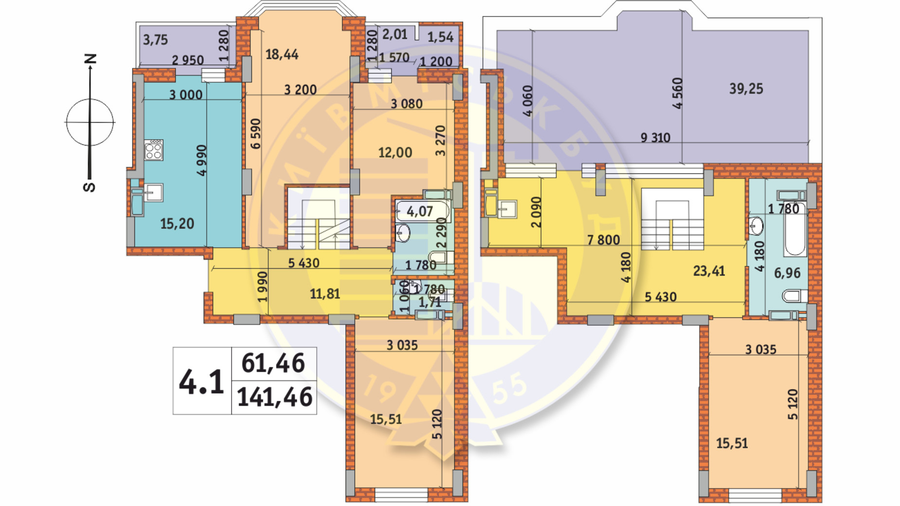 Планировка 4-комнатной квартиры в ЖК Чаривне Мисто 141.45 м², фото 237782