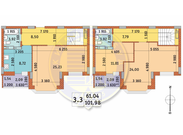 ЖК Чаривне Мисто: планировка 3-комнатной квартиры 101.98 м²