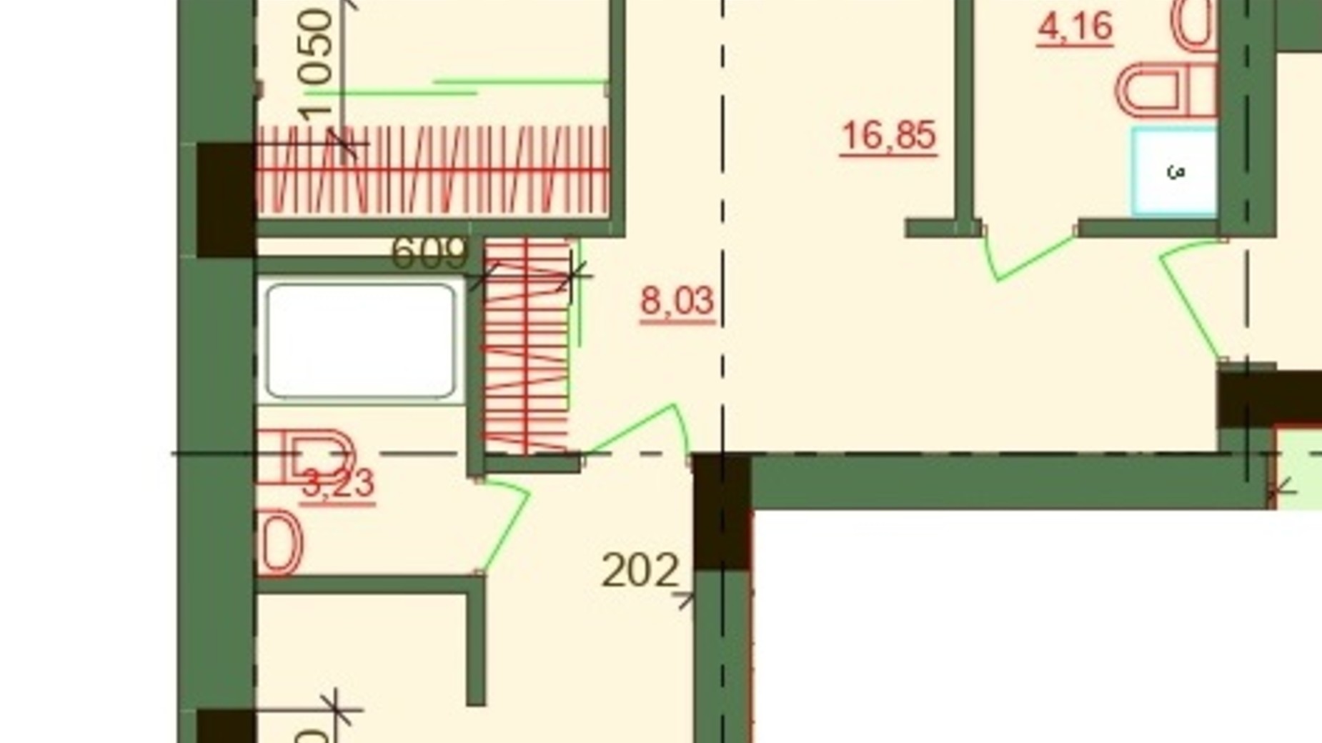 Планування 2-кімнатної квартири в ЖК Карат 62.3 м², фото 237879