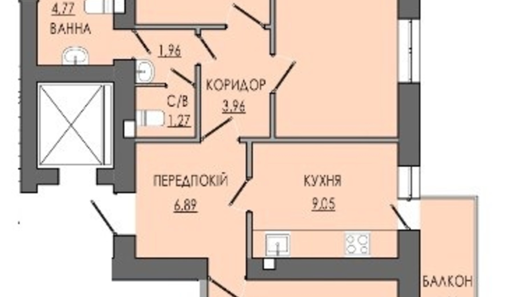 Планування 3-кімнатної квартири в ЖК по вул. П. Орлика 7 97.7 м², фото 238842