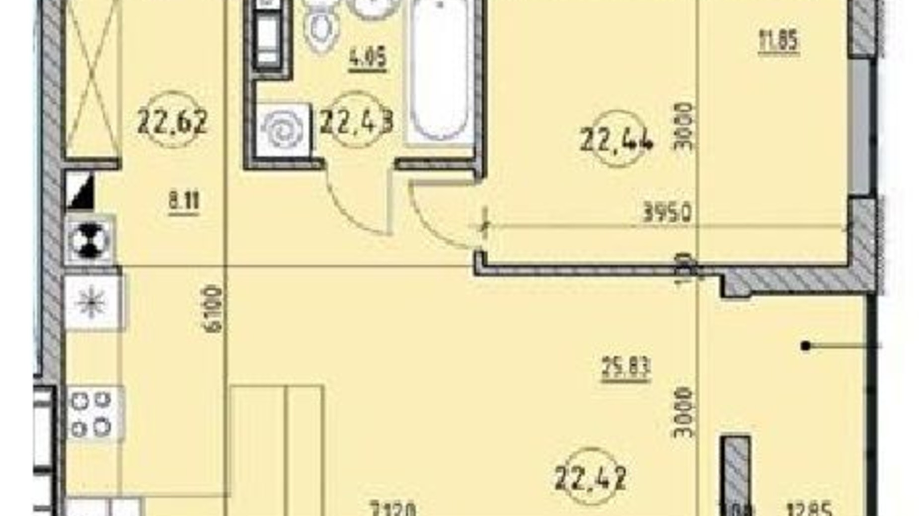 Планування 1-кімнатної квартири в Житловий квартал Continent 49.8 м², фото 238921