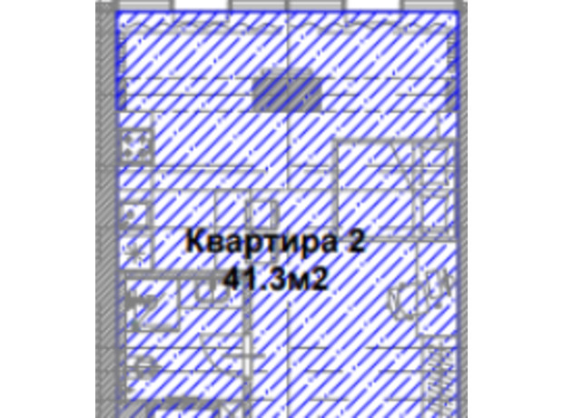 ЖК Заря Холл: планування 1-кімнатної квартири 41.3 м²