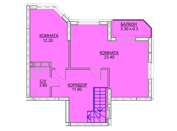 ЖК Велесгард: планировка 3-комнатной квартиры 104.2 м²