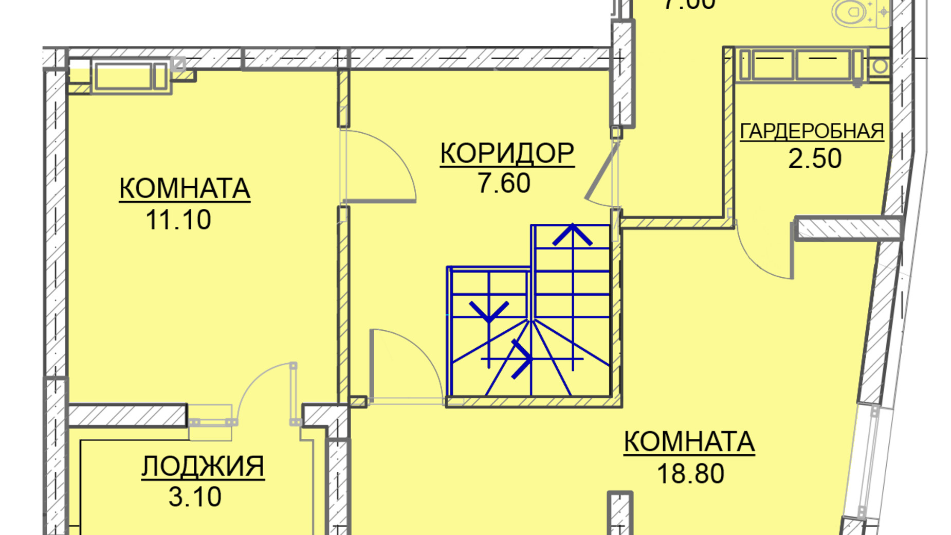 Планировка много­уровневой квартиры в ЖК Велесгард 98.1 м², фото 239619