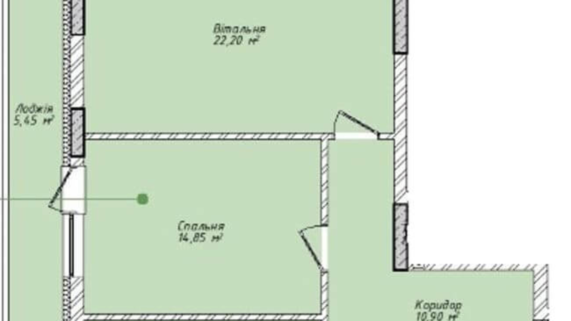 Планування 2-кімнатної квартири в ЖК Сад на Круглій 74.55 м², фото 239809