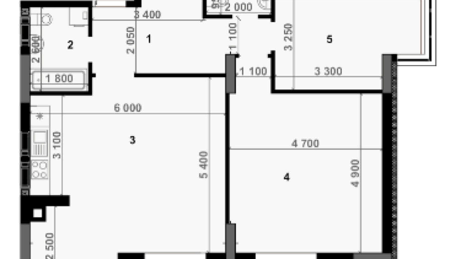 Планировка 3-комнатной квартиры в ЖК Антрацит 89.7 м², фото 239816