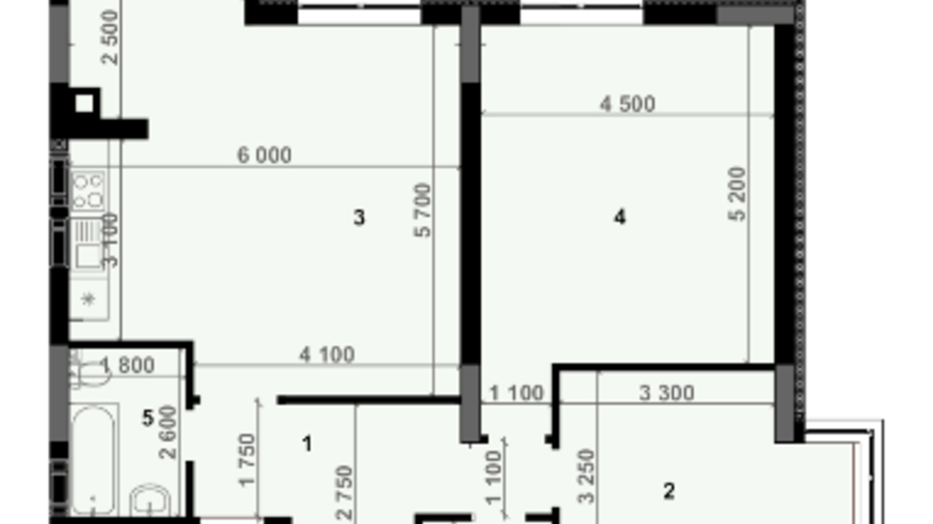 Планировка 3-комнатной квартиры в ЖК Антрацит 90.7 м², фото 239817