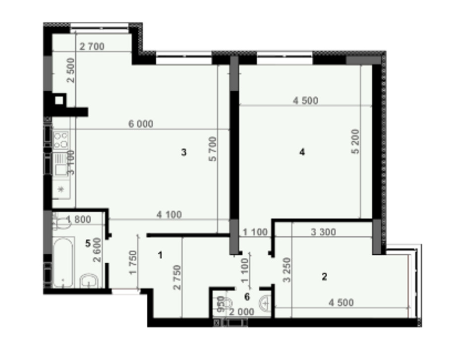 Планировка 3-комнатной квартиры в ЖК Антрацит 90.7 м², фото 239817 Планировка 3-комнатной квартиры в ЖК Антрацит 90.7 м², фото 239817