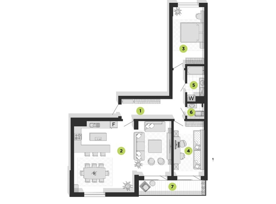 Планировка 4-комнатной квартиры в ЖК Family Plaza 93 м², фото 239891 Планировка 4-комнатной квартиры в ЖК Family Plaza 93 м², фото 239891