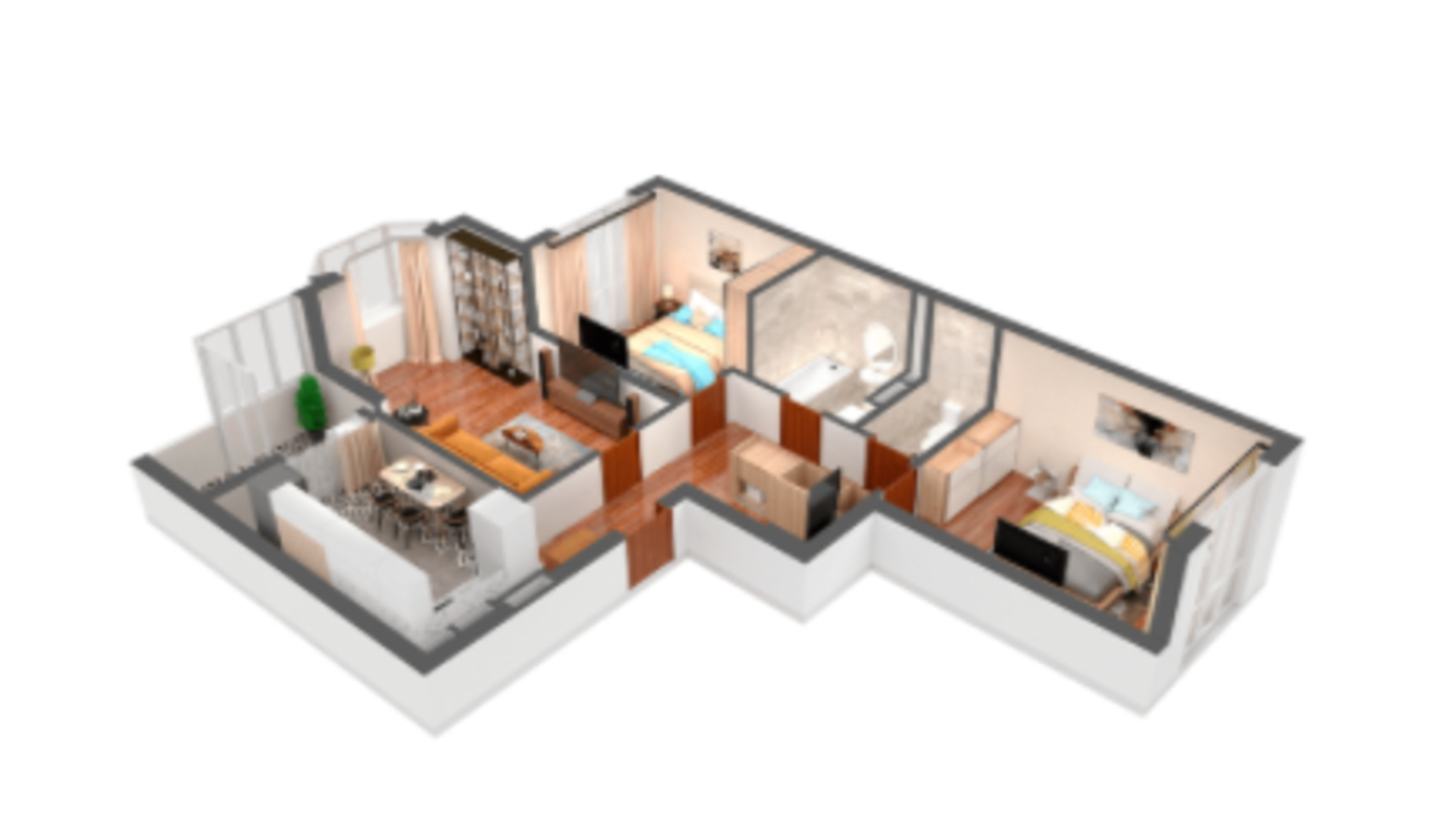 Планування 3-кімнатної квартири в ЖК Гранд Бурже 82 м², фото 239897