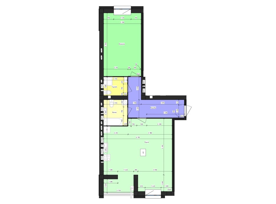 Планировка 1-комнатной квартиры в ЖК Парус 75.64 м², фото 239977 Планировка 1-комнатной квартиры в ЖК Парус 75.64 м², фото 239977