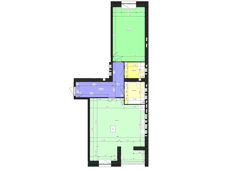 Планировка 1-комнатной квартиры в ЖК Парус 71.61 м², фото 239979 Планировка 1-комнатной квартиры в ЖК Парус 71.61 м², фото 239979