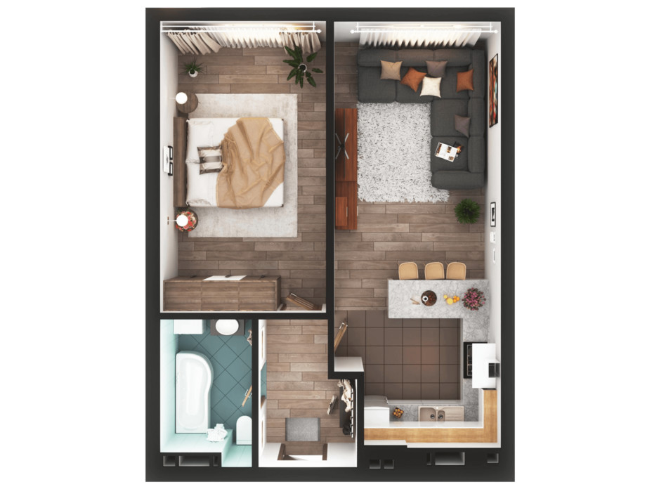 Планировка 1-комнатной квартиры в ЖК Greenville Park Kyiv 63.9 м², фото 240270 Планировка 1-комнатной квартиры в ЖК Greenville Park Kyiv 63.9 м², фото 240270