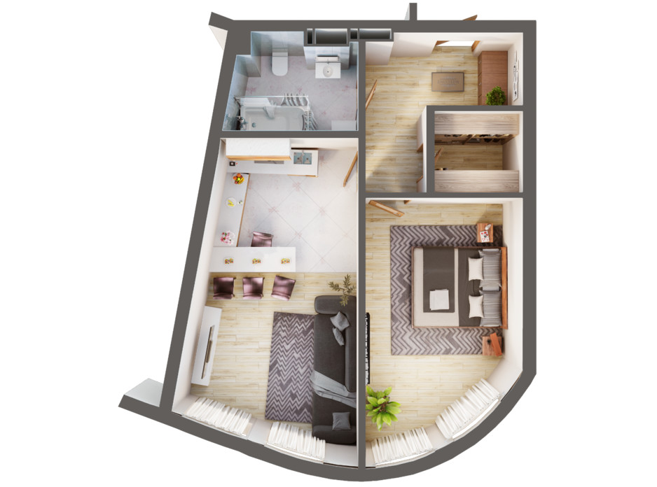 Планування 1-кімнатної квартири в ЖК Greenville Park Kyiv 54 м², фото 240281 Планування 1-кімнатної квартири в ЖК Greenville Park Kyiv 54 м², фото 240281