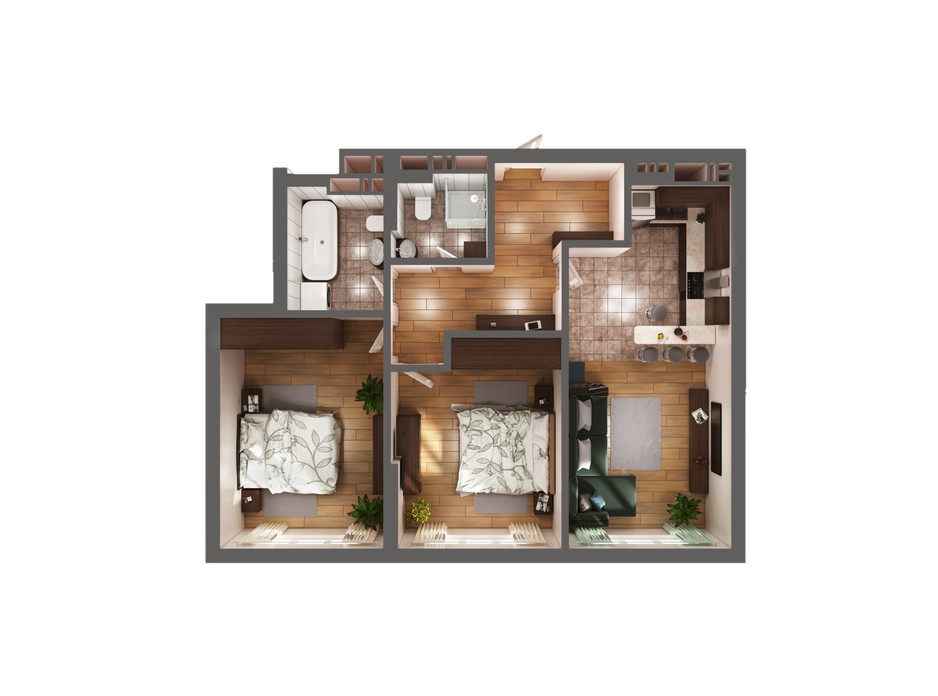 Планування 2-кімнатної квартири в ЖК Greenville Park Kyiv 74 м², фото 240290 Планування 2-кімнатної квартири в ЖК Greenville Park Kyiv 74 м², фото 240290