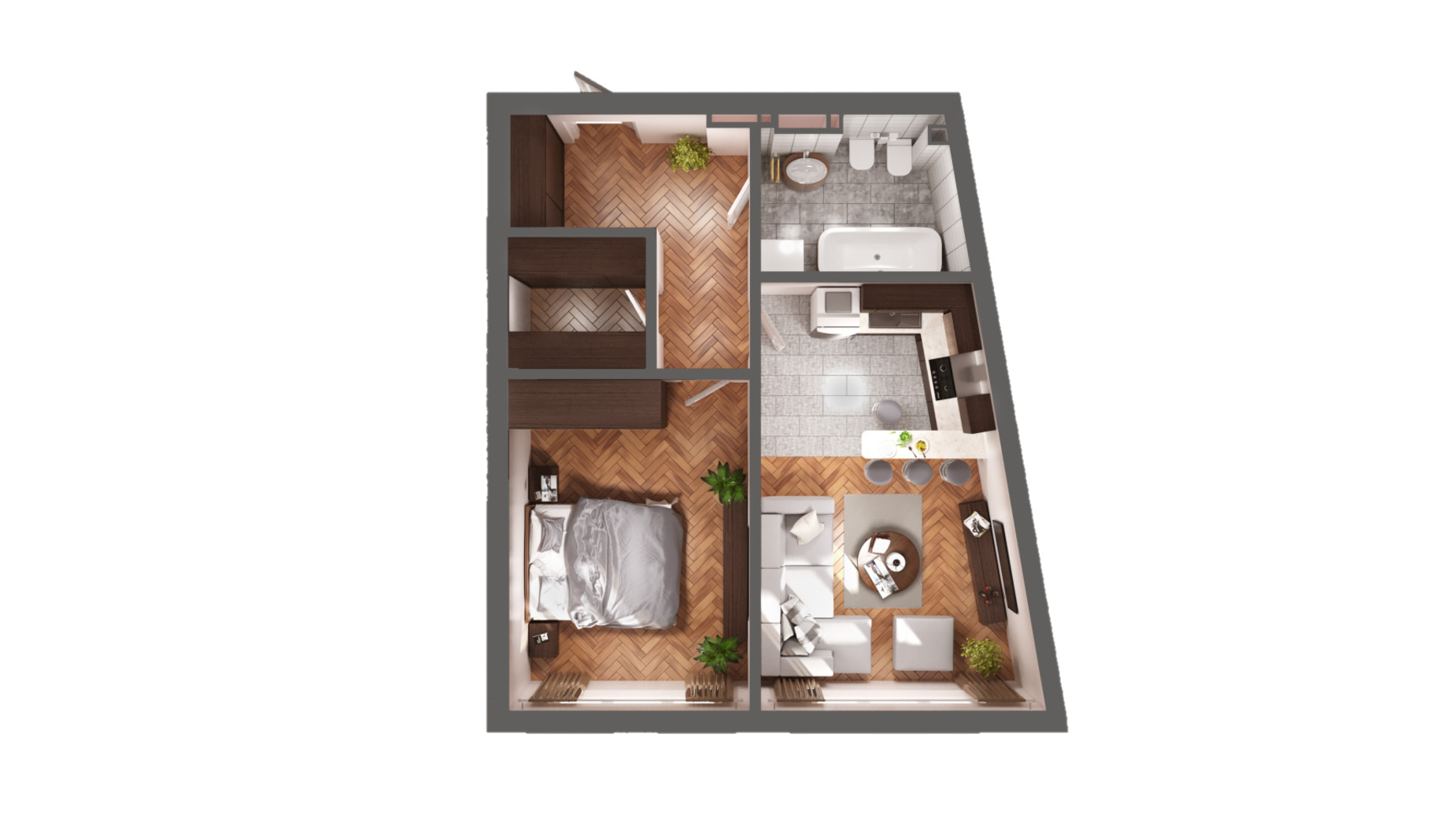 Планування 1-кімнатної квартири в ЖК Greenville Park 49.2 м², фото 240294