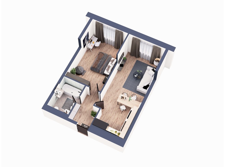 Планировка 1-комнатной квартиры в ЖК Greenville Park Kyiv 49.9 м², фото 240306 Планировка 1-комнатной квартиры в ЖК Greenville Park Kyiv 49.9 м², фото 240306