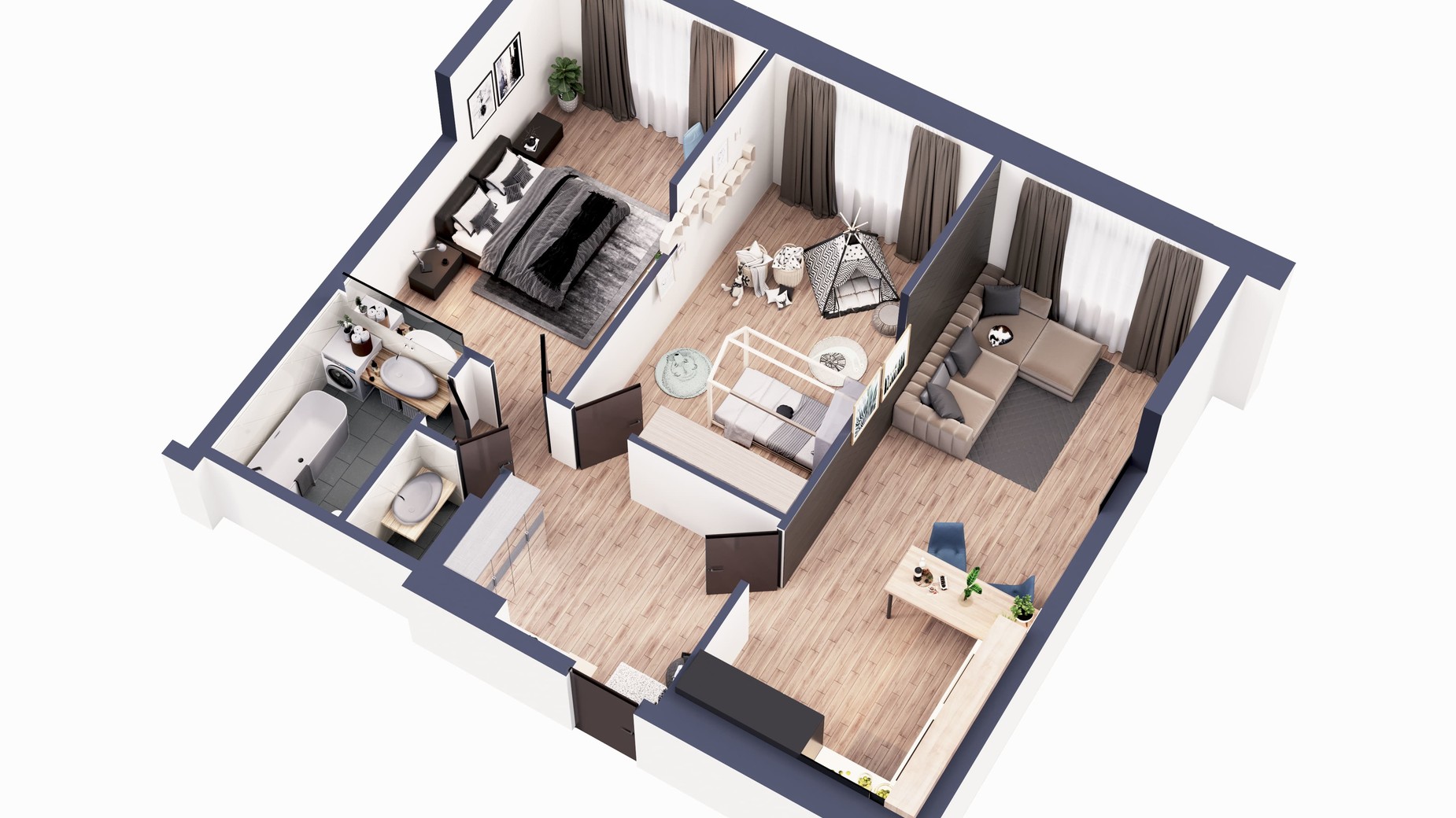 Планировка 2-комнатной квартиры в ЖК Greenville Park 84.2 м², фото 240338