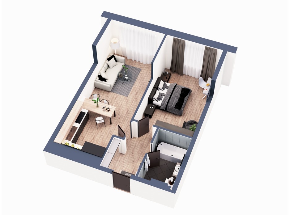 Планування 1-кімнатної квартири в ЖК Greenville Park Kyiv 56.4 м², фото 240359 Планування 1-кімнатної квартири в ЖК Greenville Park Kyiv 56.4 м², фото 240359