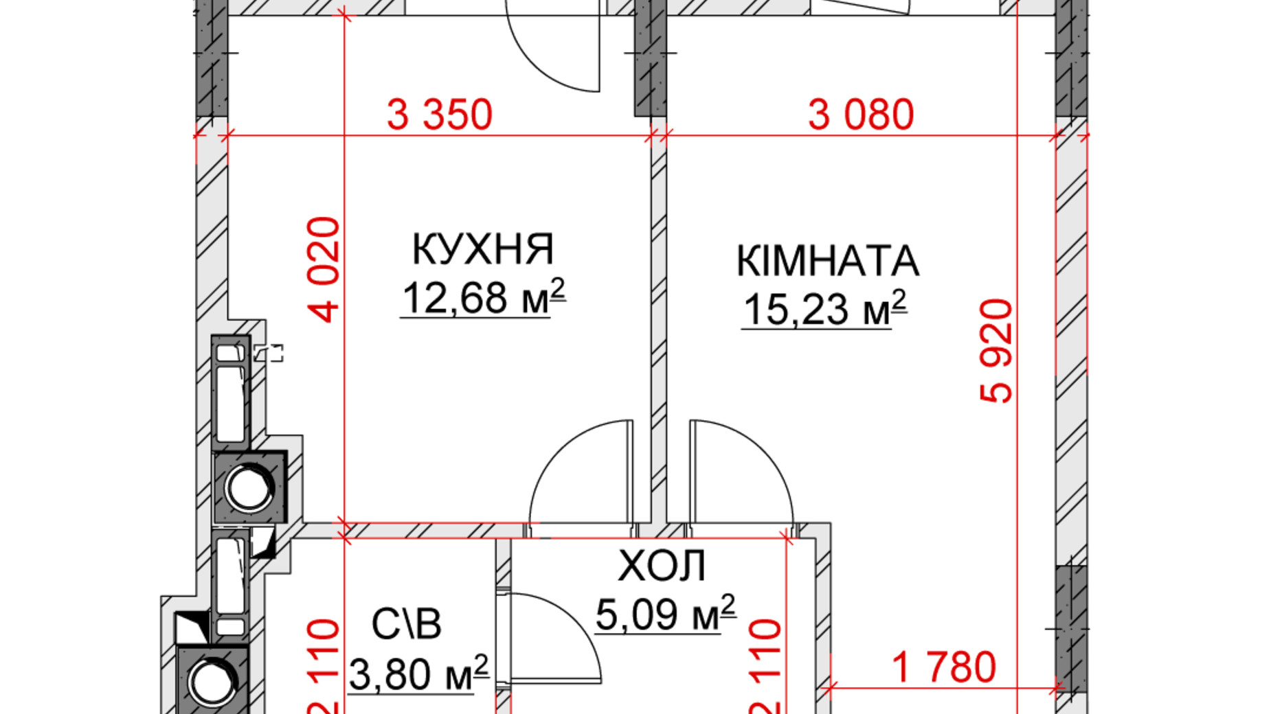 Планировка 1-комнатной квартиры в ЖК Riverside 37.54 м², фото 240750