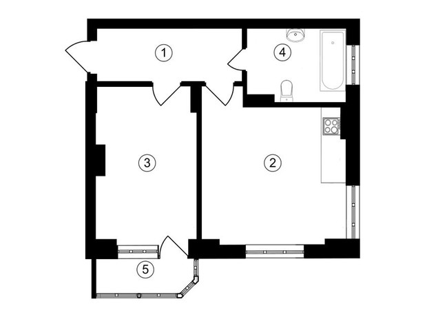 ЖК Авиа Квартал: планировка 1-комнатной квартиры 48 м²