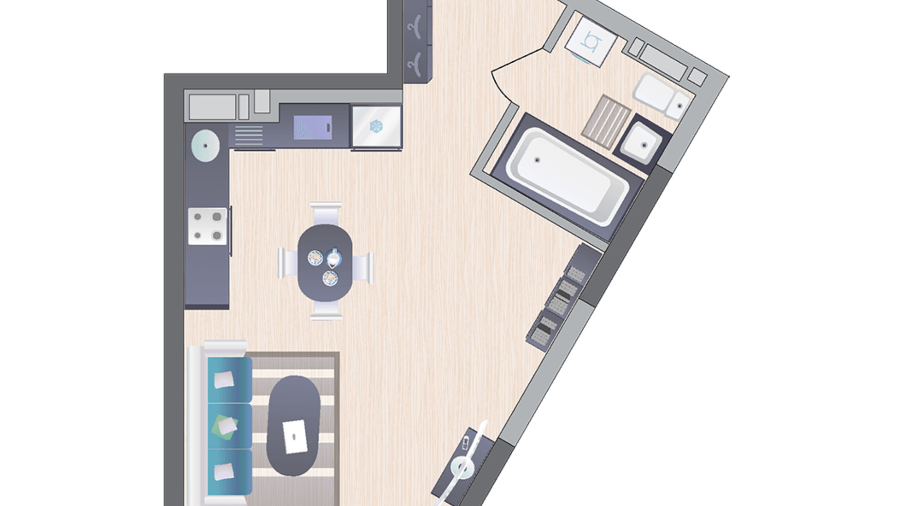 Планування 1-кімнатної квартири в ЖК Symbol 31.26 м², фото 241968