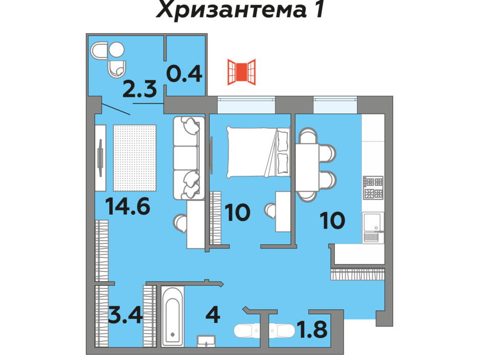Планування 2-кімнатної квартири в ЖК Яровиця 55.9 м², фото 242002 Планування 2-кімнатної квартири в ЖК Яровиця 55.9 м², фото 242002