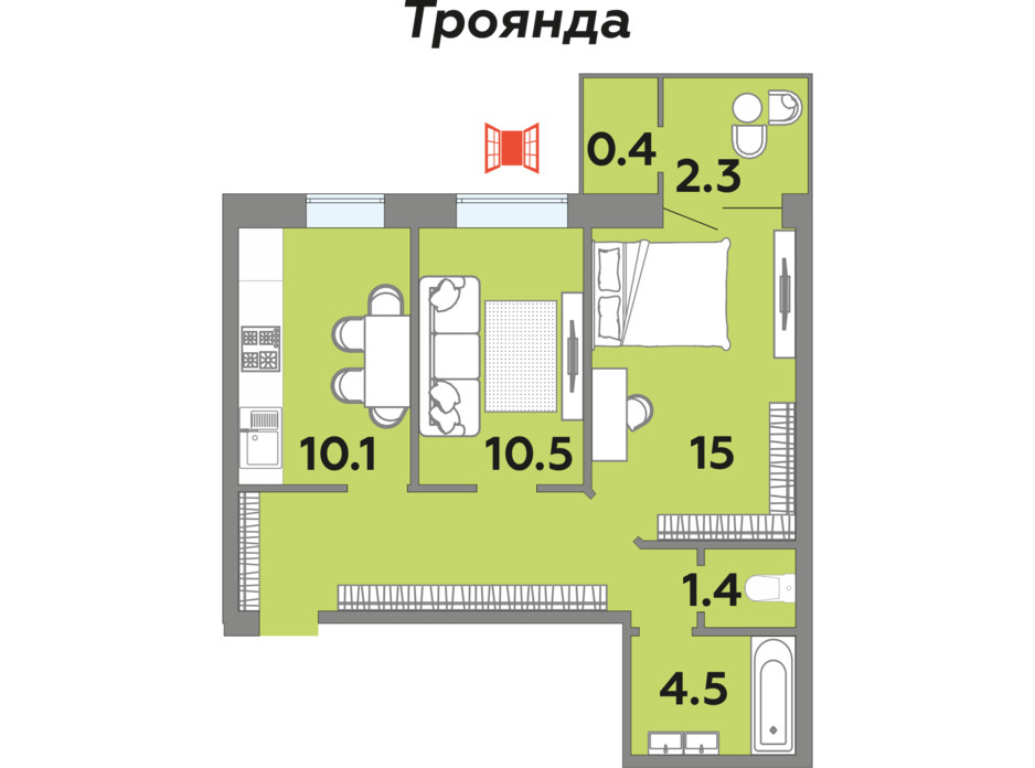 Планування 2-кімнатної квартири в ЖК Яровиця 54.9 м², фото 242006 Планування 2-кімнатної квартири в ЖК Яровиця 54.9 м², фото 242006