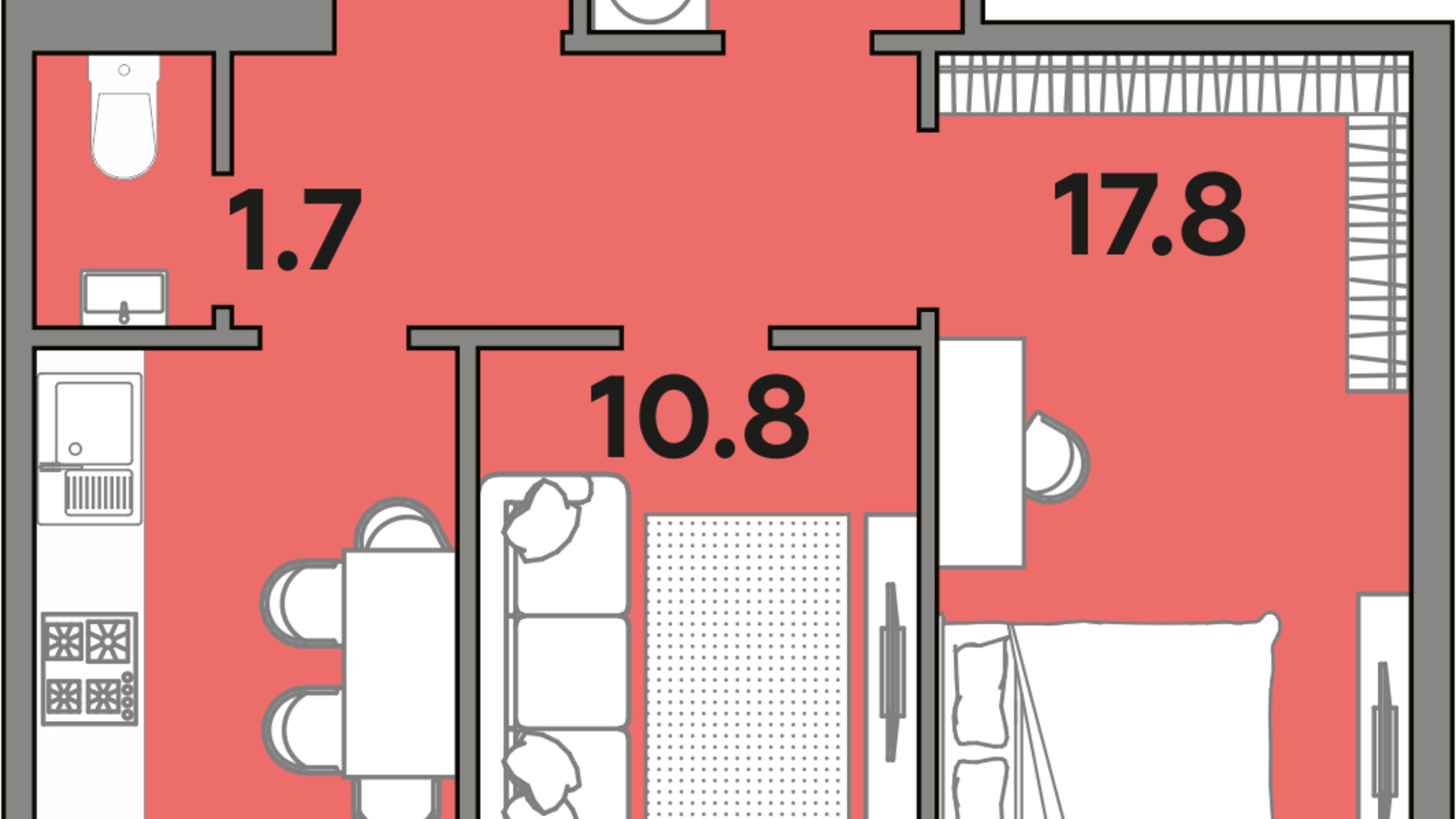 Планування 2-кімнатної квартири в ЖК Яровиця 56.4 м², фото 242012