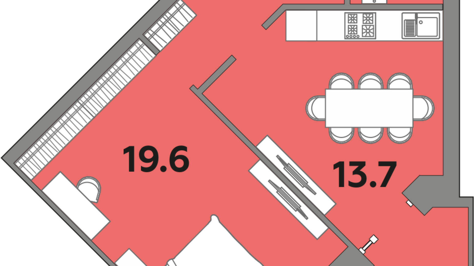 Планировка 2-комнатной квартиры в ЖК Яровица 54.6 м², фото 242014