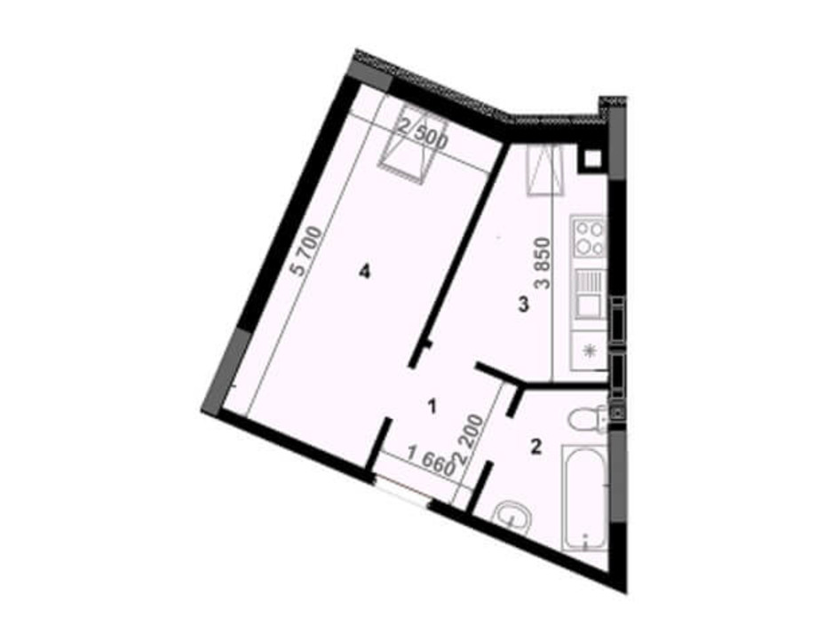 Планування 1-кімнатної квартири в ЖК Антрацит 31.5 м², фото 242073 Планування 1-кімнатної квартири в ЖК Антрацит 31.5 м², фото 242073