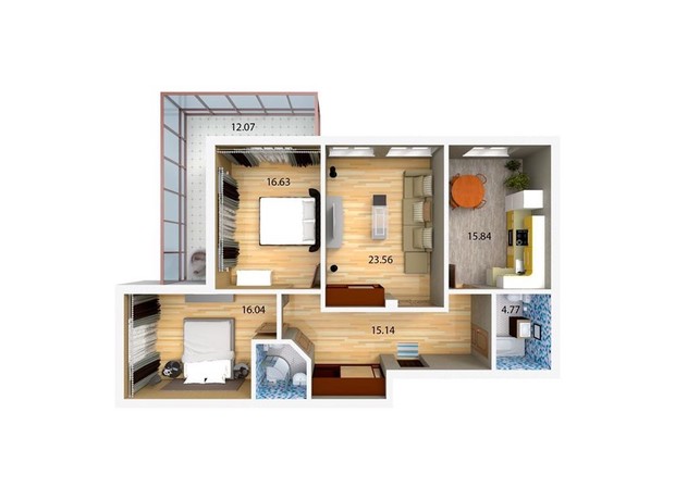 ЖК Dream House: планировка 3-комнатной квартиры 112.8 м²