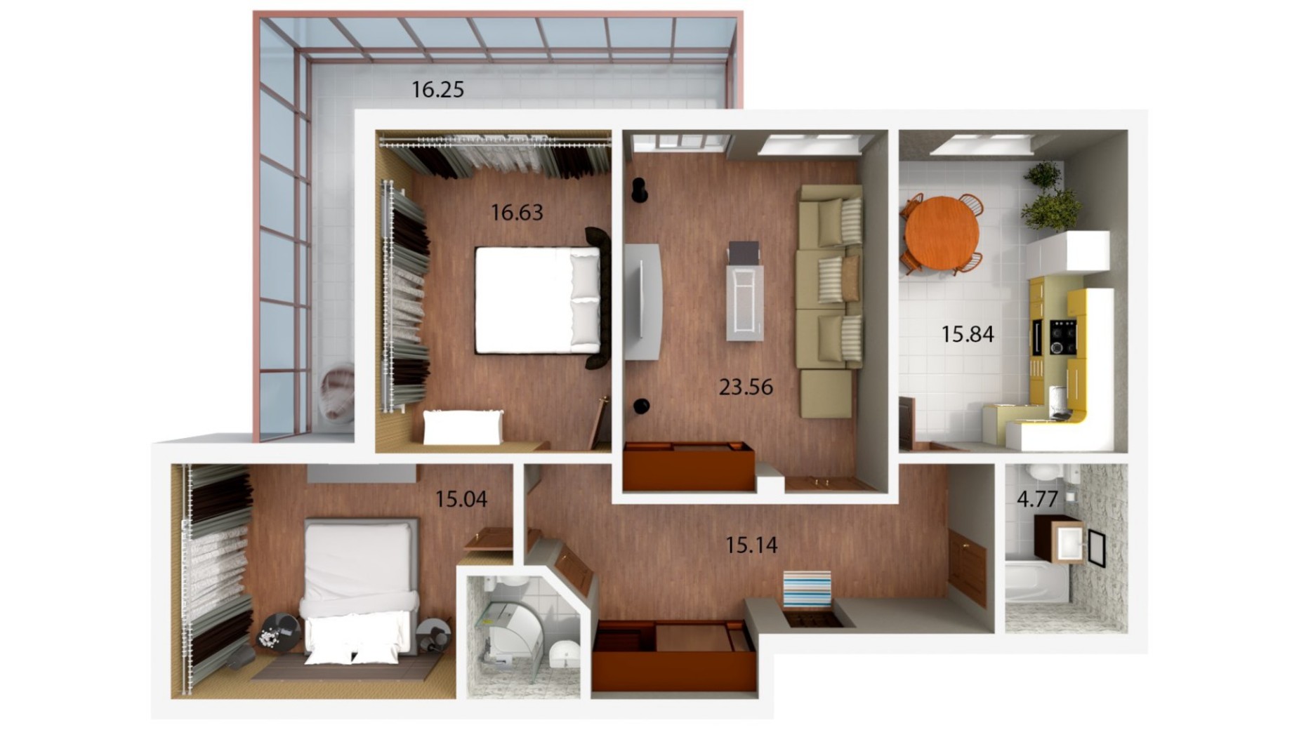 Планування 3-кімнатної квартири в ЖК Dream House 117 м², фото 242137