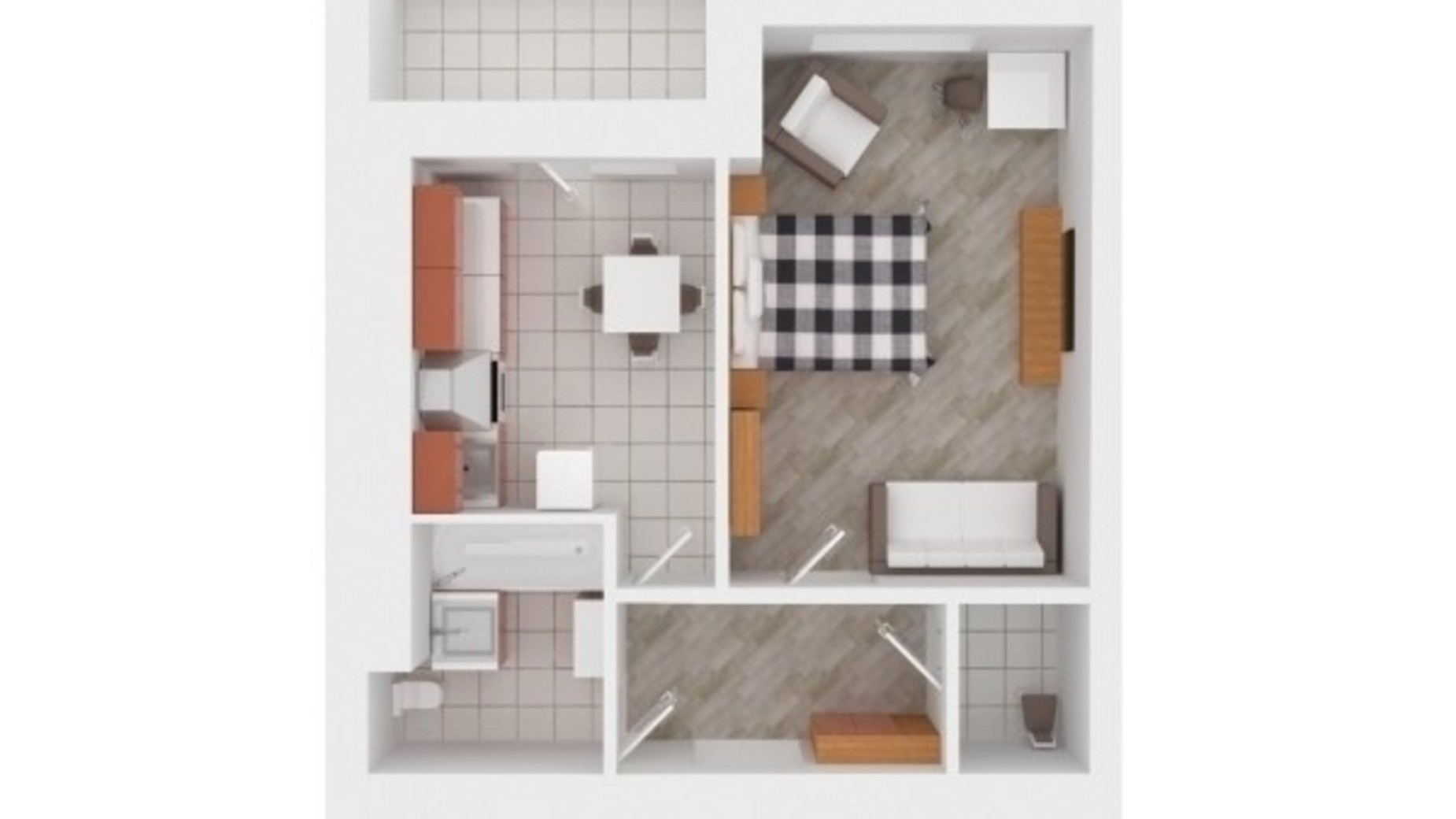 Планування 1-кімнатної квартири в ЖК Сади Вишневі 57 м², фото 242379