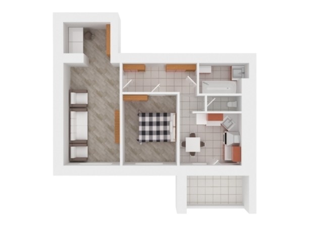ЖК Сади Вишневі: планировка 2-комнатной квартиры 57 м²