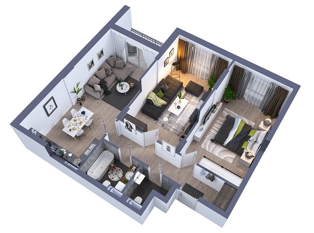 ЖК Greenville на Печерске: планировка 2-комнатной квартиры 85.59 м²